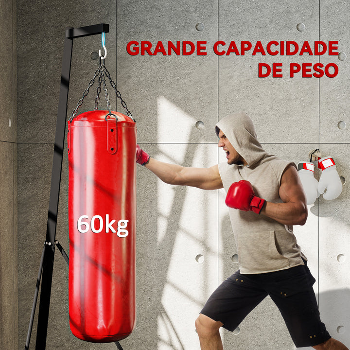 Suporte para Saco de Boxe de Pé Suporte para Saco de Boxe Dobrável com Altura Ajustável para Treinamento em Ginásio Casa Carga Máxima 60 kg 170x90x182-225 cm Preto