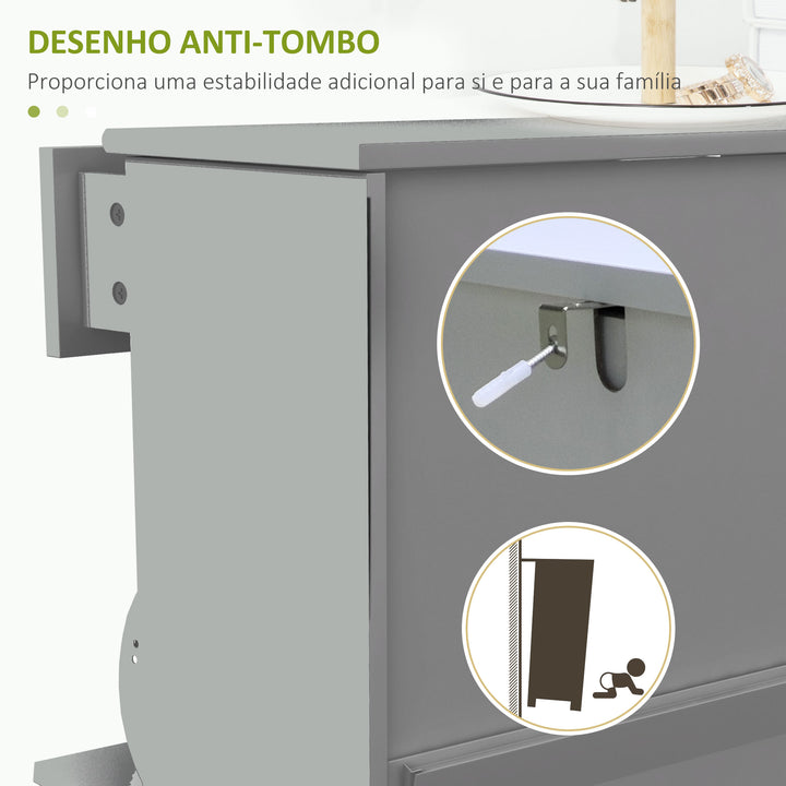 Sapateira Móvel Sapateira Estreita com 2 Portas e 1 Gaveta para 8 Pares de Sapatos para Entrada Corredor 60x23,5x98,5 cm Cinzento