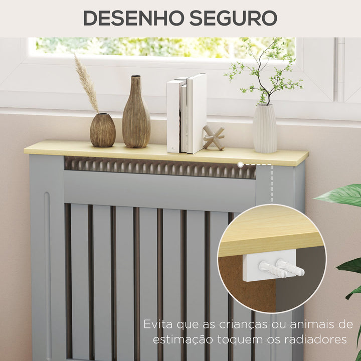 Cobertura Radiador 78x19x83 cm Cobertura Radiador de MDF e Melamina de Madeira com Dispositivo Anti-Tombo Desenho Moderno para Sala de Estar Dormitório Cinza