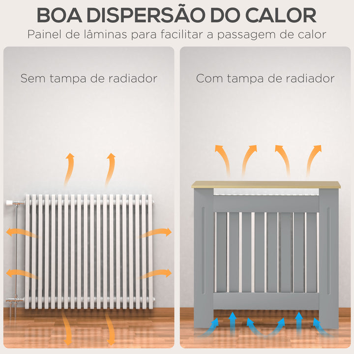 Cobertura Radiador 78x19x83 cm Cobertura Radiador de MDF e Melamina de Madeira com Dispositivo Anti-Tombo Desenho Moderno para Sala de Estar Dormitório Cinza