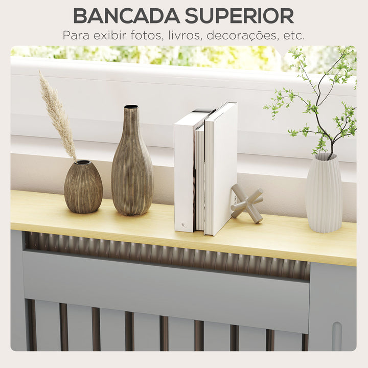 Cobertura Radiador 78x19x83 cm Cobertura Radiador de MDF e Melamina de Madeira com Dispositivo Anti-Tombo Desenho Moderno para Sala de Estar Dormitório Cinza