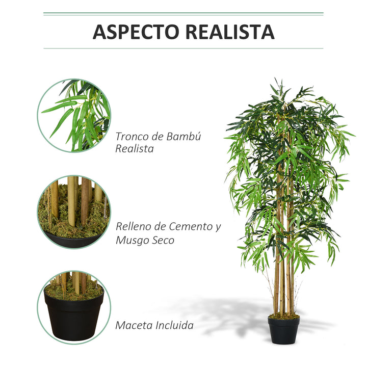 Bambu Artificial 150cm com Vaso Decorativo Planta Sintética Realística Ø18x150 cm Verde