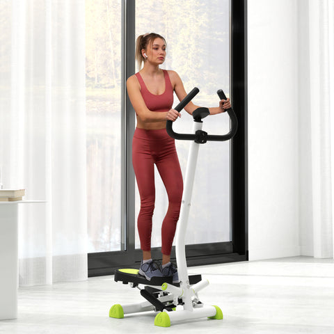 Máquina de Step Stepper Fitness em Casa com Tela LCD Alça e Pedais Antiderrapantes Equipamento de Exercício para Ginásio Escritório 55x44x108 cm Branco