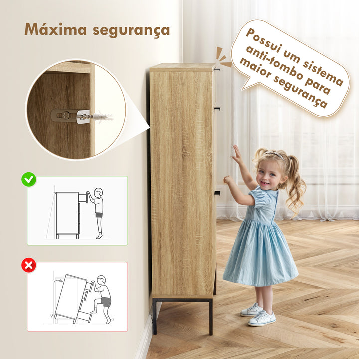 Sapateira Estreita com 2 Portas Sapateira para Entrada com Gaveta e Prateleiras Ajustáveis para 8 Pares de Sapatos 60x24x105,5 cm Madeira