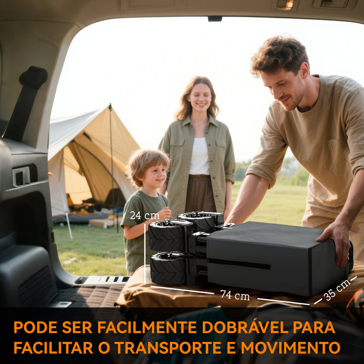 Carrinho de Transporte Dobrável com Rodas Giratórias 360° e Guiador Ajustável 59-89 cm para Campismo Praia 108x55x61-91 cm Cinza Escuro