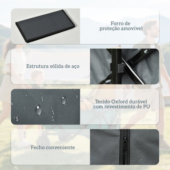 Carrinho de Transporte Dobrável com Rodas Giratórias 360° e Guiador Ajustável 59-89 cm para Campismo Praia 108x55x61-91 cm Cinza Escuro