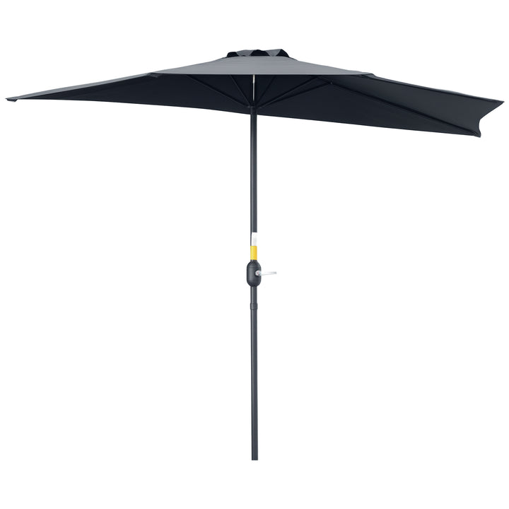Chapéu de Sol Semicircular 269x138x236cm Chapéu de Sol à Manivela para Jardim Terraço Pátio Piscina Cinza