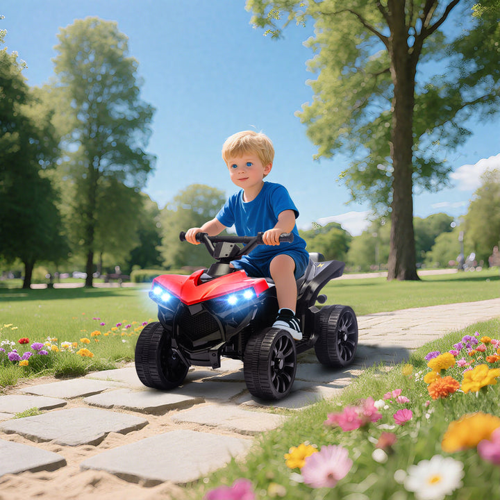 Quadriciclo Elétrico para Crianças 6 V Quadriciclo para Crianças de 3-8 Anos com Velocidade até 3?km/h Faróis e Música 70x42x45 cm Vermelho