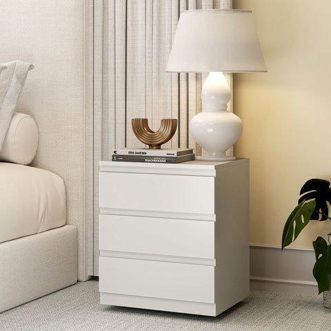 Cómoda com 3 Gavetas com Fecho Suave Cómoda para Quarto Sala de Estar Escritório Estilo Moderno 45x40x52,8 cm Branco