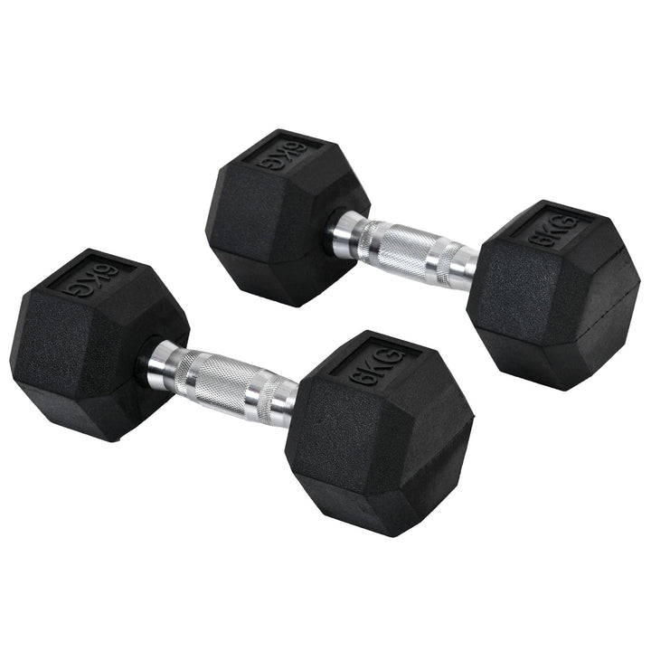 Conjunto de Halteres 12 kg com Barra Metálica e Cabeça Hexagonal Conjunto Pesos para Treino em Casa Ginásio 28,8x11,5 cm Preto e Prata