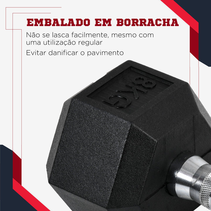 Conjunto de Halteres 12 kg com Barra Metálica e Cabeça Hexagonal Conjunto Pesos para Treino em Casa Ginásio 28,8x11,5 cm Preto e Prata