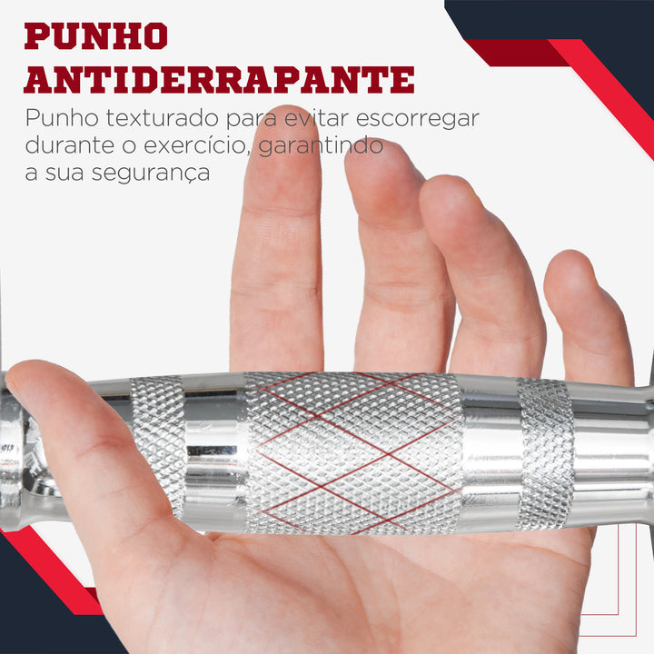 Conjunto de Halteres 12 kg com Barra Metálica e Cabeça Hexagonal Conjunto Pesos para Treino em Casa Ginásio 28,8x11,5 cm Preto e Prata