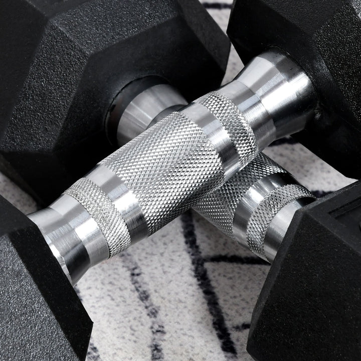 Conjunto de Halteres 12 kg com Barra Metálica e Cabeça Hexagonal Conjunto Pesos para Treino em Casa Ginásio 28,8x11,5 cm Preto e Prata