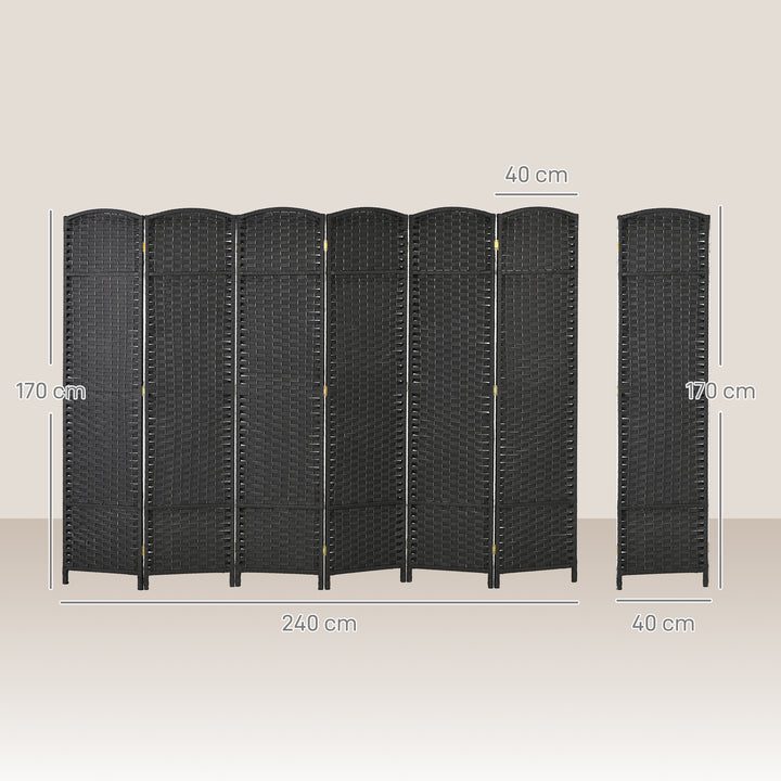 Biombo de 6 Painéis Separador de Ambientes Dobrável 240x170 cm Biombo Separador de Ambientes para Sala de Estar Dormitório Escritório Preto