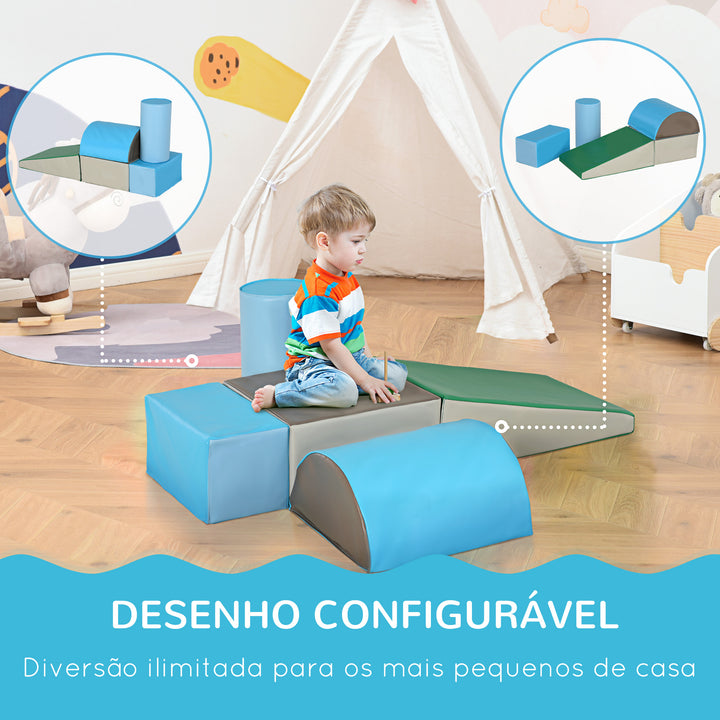 Conjunto de 5 Blocos de Psicomotricidade para Crianças Blocos de Construção Figuras de Construção Brinquedo de Aprendizagem para Escalar Gatear Multicor