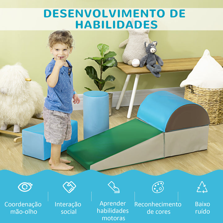 Conjunto de 5 Blocos de Psicomotricidade para Crianças Blocos de Construção Figuras de Construção Brinquedo de Aprendizagem para Escalar Gatear Multicor