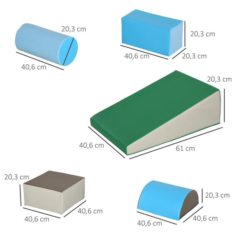 Conjunto de 5 Blocos de Psicomotricidade para Crianças Blocos de Construção Figuras de Construção Brinquedo de Aprendizagem para Escalar Gatear Multicor