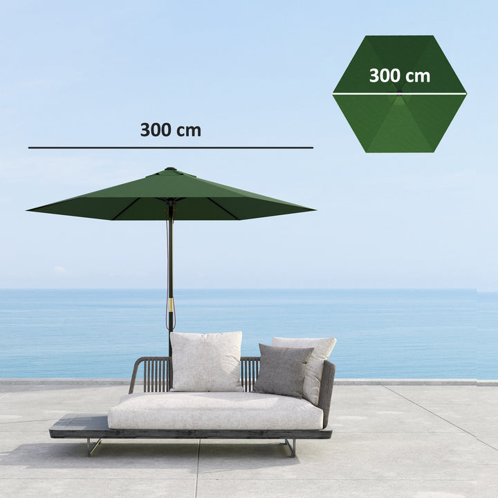 Toldo de Substituição para Chapéu de Sol de 3m Toldo para Chapéu de Sol com Ventilação Superior Proteção UV 30+ Toldo de Substituição para Chapéu de Sol de Poliéster para Exteriores Verde