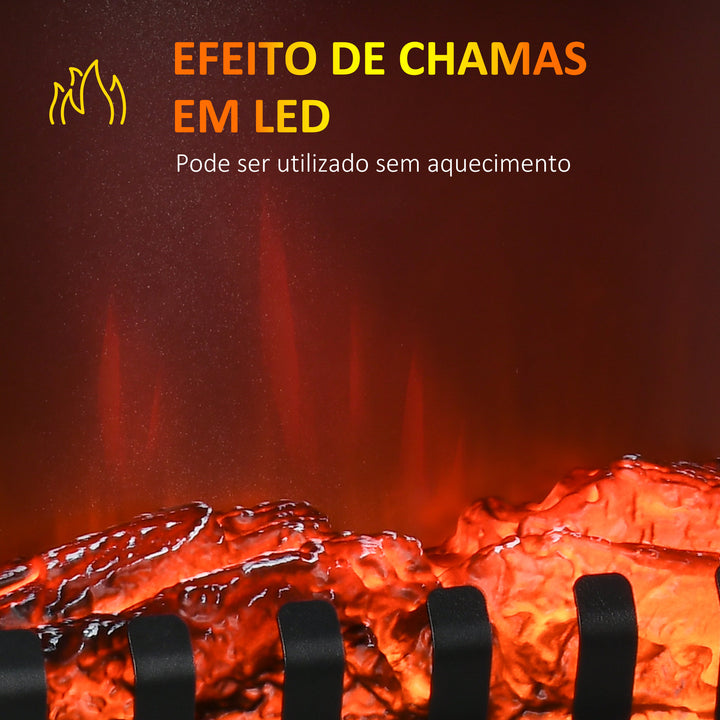 Lareira Elétrica 1000W/2000W Lareira Elétrica Decorativa com Luzes LED Chamas Realistas e Proteção Contra Superaquecimento para 15-20 ? 60x37x60,5 cm Preto
