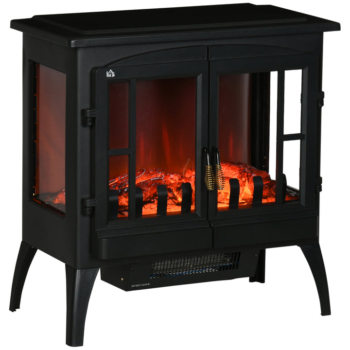 Lareira Elétrica 1000W/2000W Lareira Elétrica Decorativa com Luzes LED Chamas Realistas e Proteção Contra Superaquecimento para 15-20 ? 60x37x60,5 cm Preto