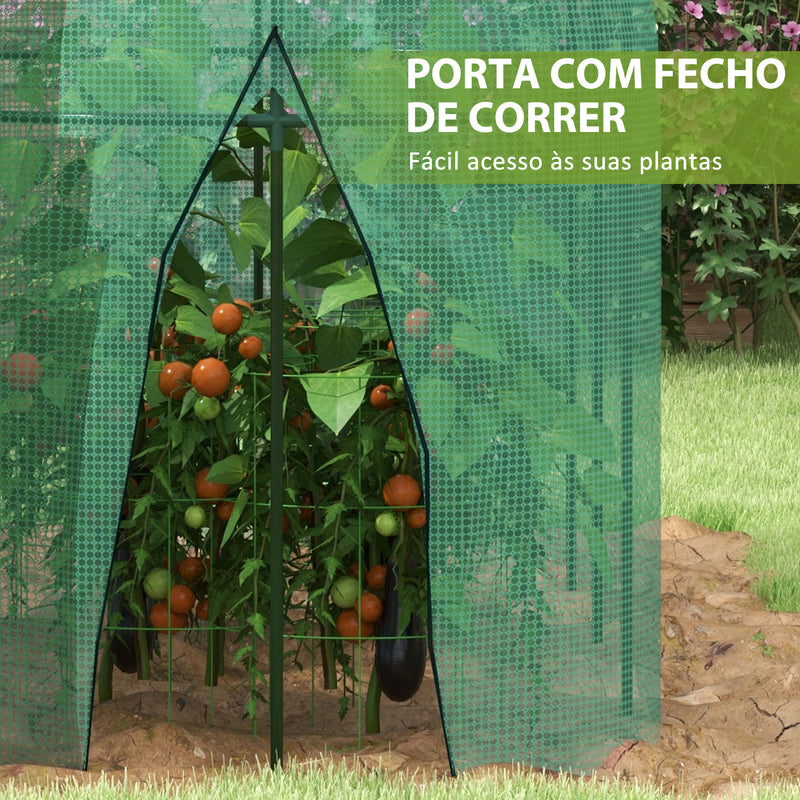 Estufa de Jardim Estufa para Plantas Estufa de Exterior com Porta com Fecho de Correr e Estrutura de Aço para Jardim, Terraço e Pátio 300x100x150 cm Verde