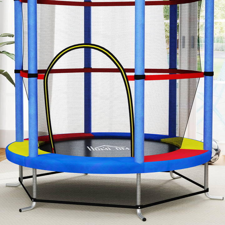 Trampolim Infantil Ø107 cm Trampolim para Crianças de 3-6 Anos com Rede de Segurança Carga 45 kg para Interior Ø140x160 cm Azul