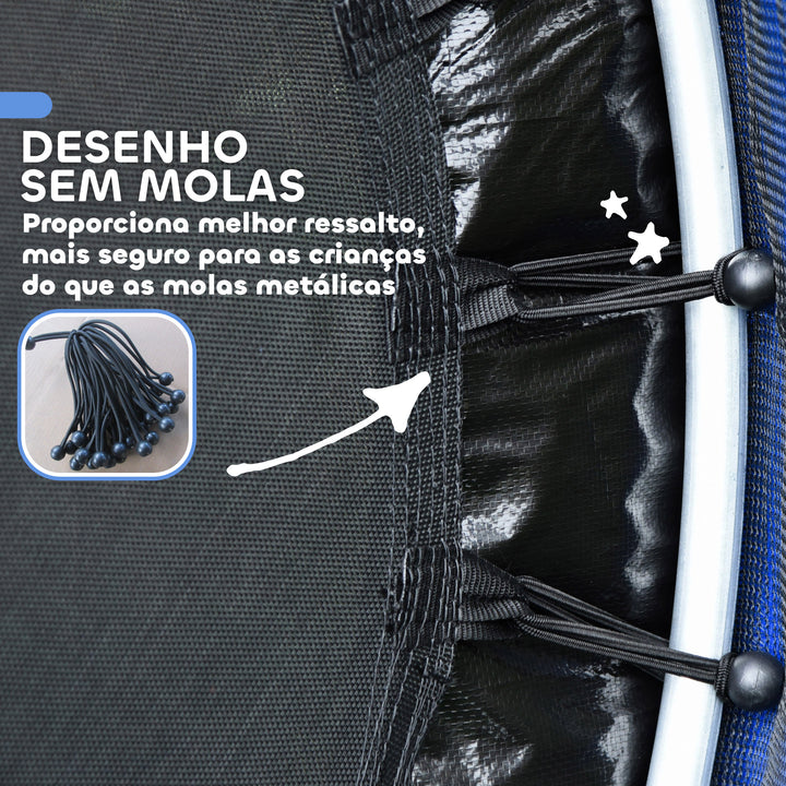 Trampolim Infantil Ø107 cm Trampolim para Crianças de 3-6 Anos com Rede de Segurança Carga 45 kg para Interior Ø140x160 cm Azul