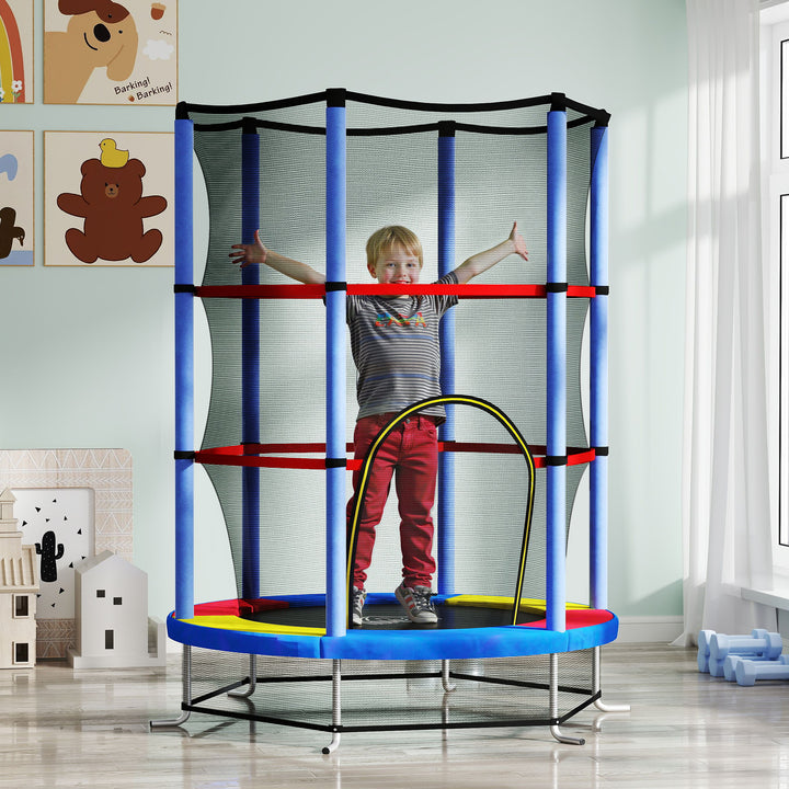 Trampolim Infantil Ø107 cm Trampolim para Crianças de 3-6 Anos com Rede de Segurança Carga 45 kg para Interior Ø140x160 cm Azul