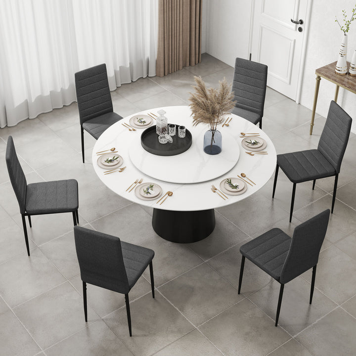 Conjunto de 6 Cadeiras de Sala de Jantar Estofadas em Linho e Pés de Metal Cadeiras Modernas para Cozinha Carga Máxima 120kg 41x50x97cm Cinza