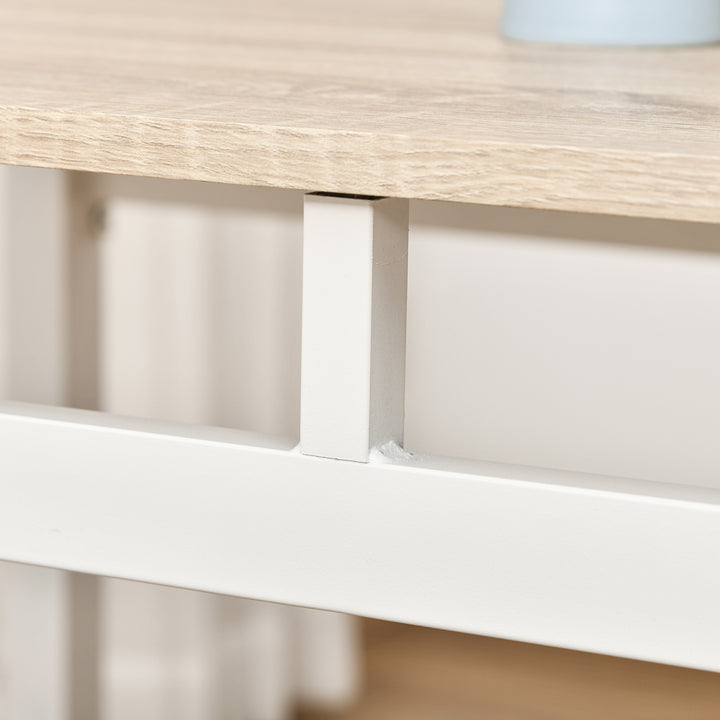 Conjunto de Mesa e Cadeiras de Refeição Mesa de Cozinha Retangular com 4 Cadeiras Estilo Moderno Estrutura Metálica para Espaços Pequenos Carvalho e Branco