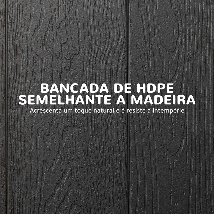 Mesa Dobrável de Jardim Retangular Portátil 180x75,5x73 cm Mesa de Refeição de Exterior em Aço e HDPE com Alça de Transporte para 6 Pessoas Carga 100 kg Cinza Escuro