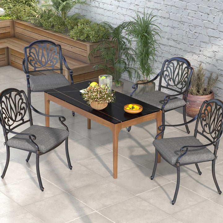 Conjunto de Almofadas para Cadeiras 47x47x7 cm Conjunto de 4 Peças Almofadas para Cadeiras de Jardim Impermeáveis e com Proteção UV 50+ para Interior e Exterior Cinza