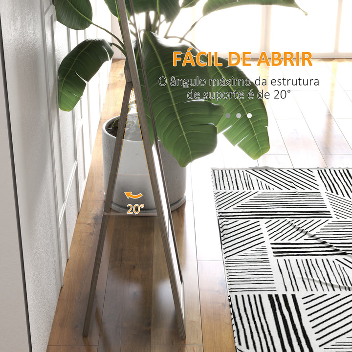 Espelho de Corpo Inteiro 37x155 cm Espelho de Pé Espelho de Parede Retangular com Estrutura de Madeira Decorativo para Sala de Estar Dormitório Corredor Cinza