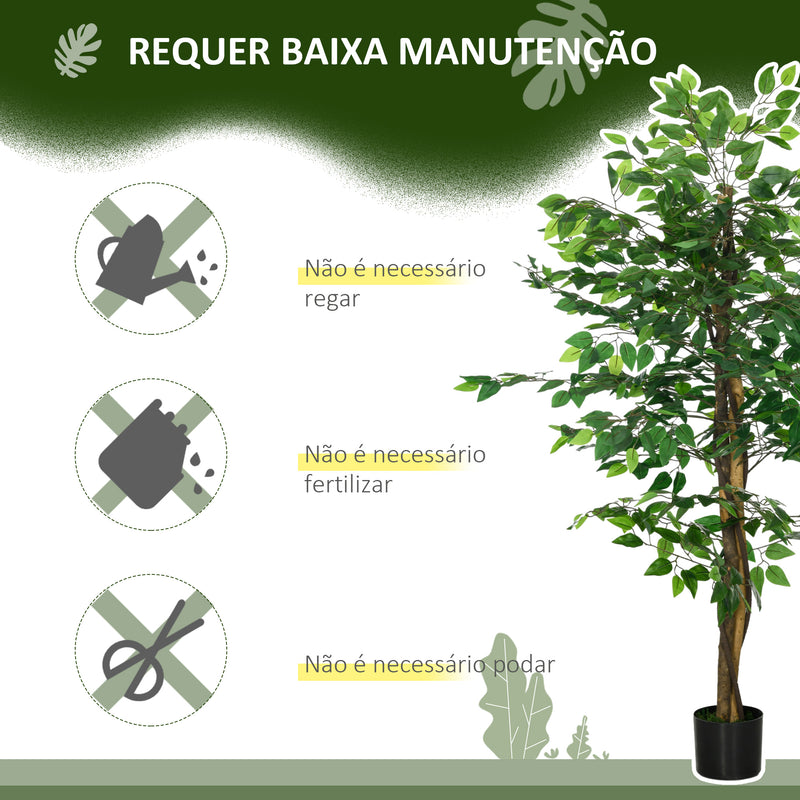 Planta Figueira Artificial com Tronco Realista 150 cm Planta Artificial com Vaso e 882 Folhas Decoração para Casa Sala de Estar Escritório Verde