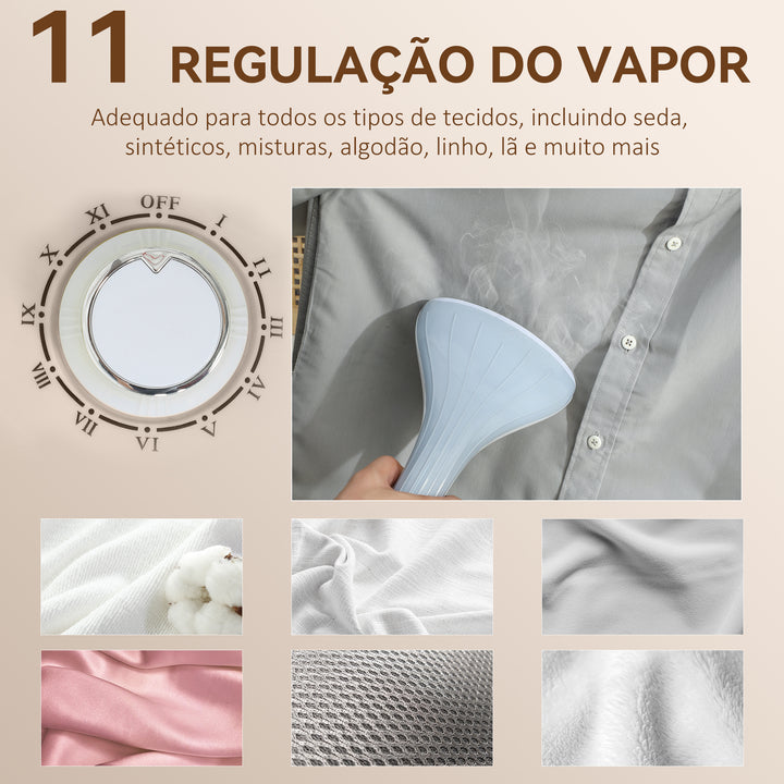 Ferro de Engomar a Vapor para Roupa 1800W Temperatura Ajustável em 11 Níveis Ferro de Engomar Vertical com Barra Dupla Depósito de 2 L Aquecimento em 38s 35x25x47-118,5 cm Amarelo