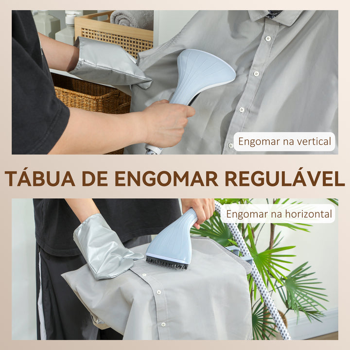 Ferro de Engomar a Vapor para Roupa 1800W Temperatura Ajustável em 11 Níveis Ferro de Engomar Vertical com Barra Dupla Depósito de 2 L Aquecimento em 38s 35x25x47-118,5 cm Amarelo