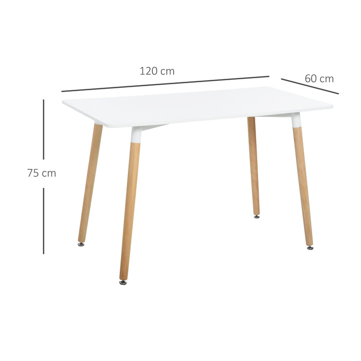 Mesa de jantar estilo nórdico com pernas de madeira 120x60x75 cm branco