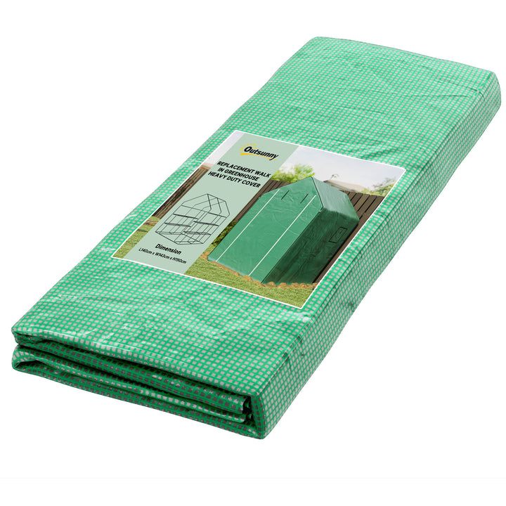 Cobertura para Estufa 140x143x190 cm Cobertura de Substituição para Estufa com Janela, Porta com Fecho Éclair Anti-UV, Proteção de Plantas para Jardim, Verde