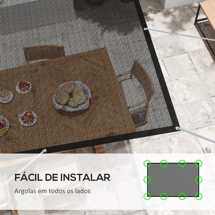 Vela de Sombra Retangular 3x2 m Toldo Vela para Jardim Proteção Solar 65% Transpirável e Anticongelante para Pátio Terraço Varanda Preto