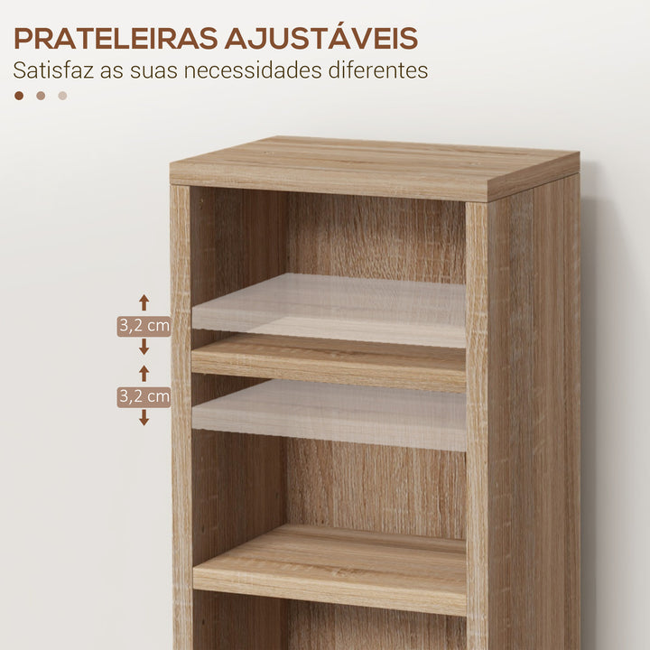 Estante para CD ou DVD Suporte para CD com 12 Compartimentos para 204 CDs e Prateleira Ajustável para Sala de Estar Dormitório Escritório 2 Unidades 21x22,5x88,5 cm Madeira