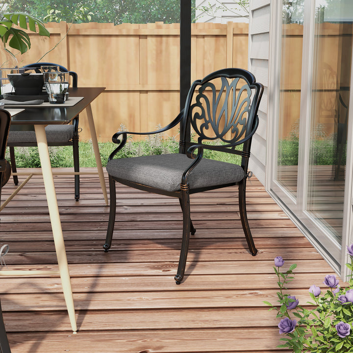 Conjunto de Almofadas para Cadeiras 47x47x7 cm Conjunto de 4 Peças Almofadas para Cadeiras de Jardim Impermeáveis e com Proteção UV 50+ para Interior e Exterior Cinza