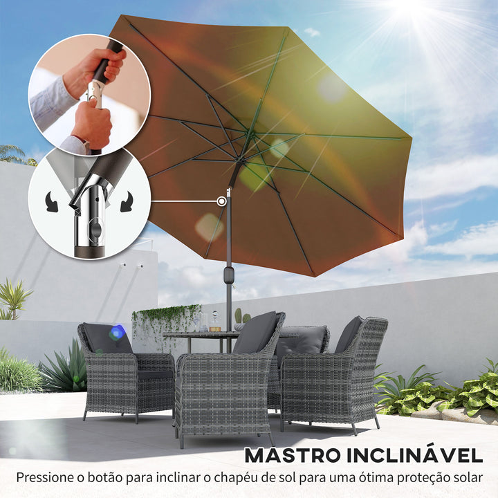 Guarda-sol de Tecido Ângulo ajustável Café F 300x245 cm