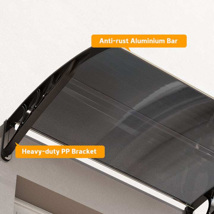 Marquise para Portas e Janelas 100x75x23 cm Marquise de Proteção contra Sol e Chuva com Cobertura de Policarbonato Preto