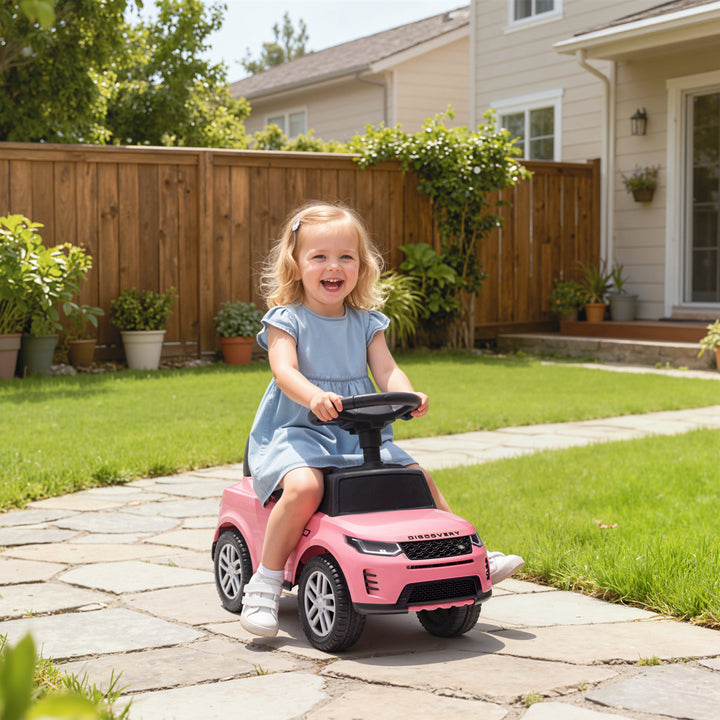 Carro Andador Infantil com Licença de Land Rover Carro Andador para Crianças de 18-36 Meses com Armazenamento Volante Buzina Sons de Motor 65,5x28x42 cm Rosa