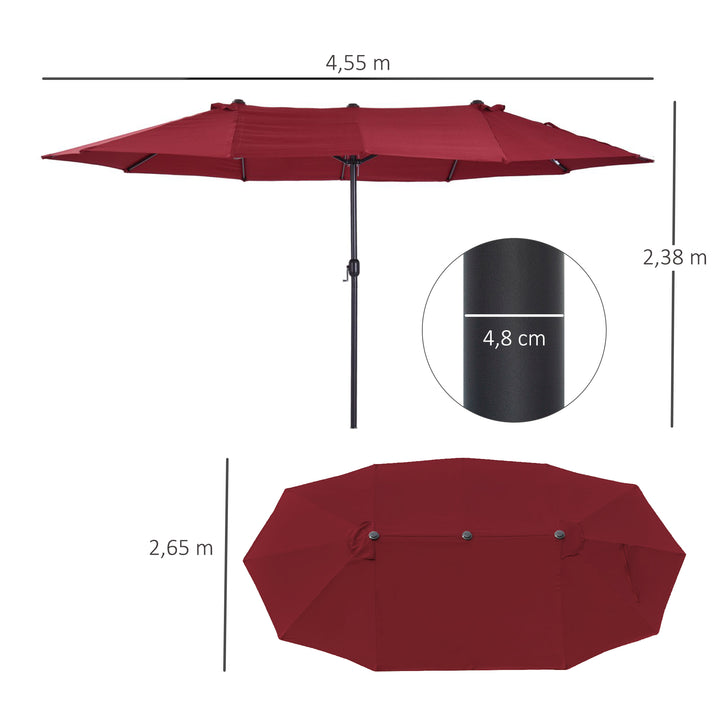Pára-Sol duplo com Manivela Resistente À Água e Proteção UV 460x240 cm Vermelho