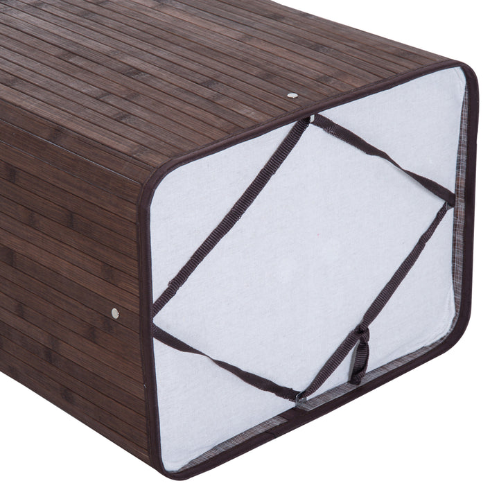 Cesto para Roupa Suja Dobrável com Tampa Cesta de Lavandaría Retangular Bambú 70L com Asas 40x30x60cm Castanho