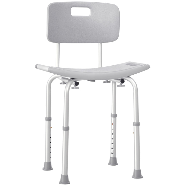 Cadeira de Duche Antiderrapante e Regulável para Banho WC- Cinzento e Prata- 55 x 50,6 x 67,5-85,5 cm (C x L x A)