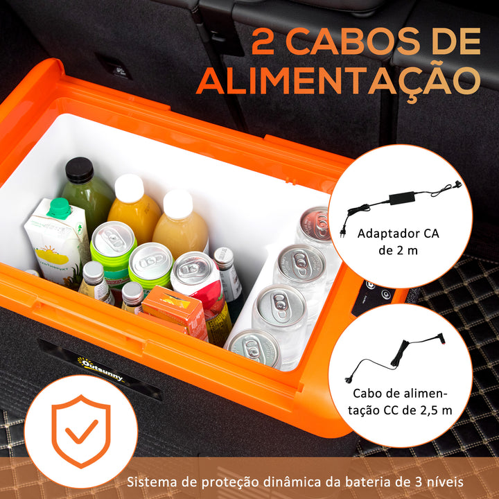 Geleira Portátil Elétrica 40L Geleira de Carro 12V/24V até -20°C Mini Geleira com Ecrã LED Tátil para Campismo Viagens 58,7x36,5x43,8 cm Preto