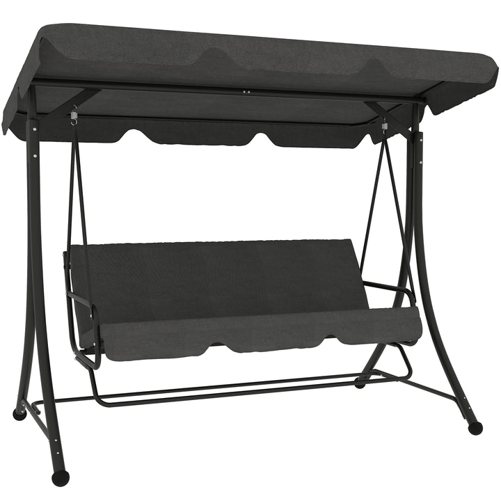 Baloiço de Jardim de 3 Lugares Baloiço de Exterior com Toldo Ajustável Apoio para os Pés Retrátil e Almofadas Suporta até 330 kg 200x127x170 cm Cinzento