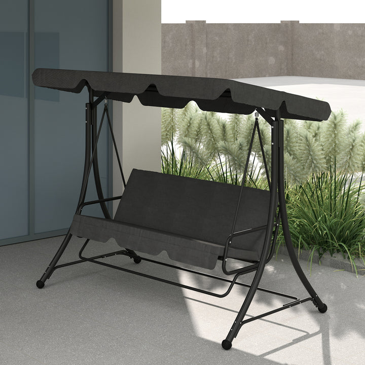 Baloiço de Jardim de 3 Lugares Baloiço de Exterior com Toldo Ajustável Apoio para os Pés Retrátil e Almofadas Suporta até 330 kg 200x127x170 cm Cinzento